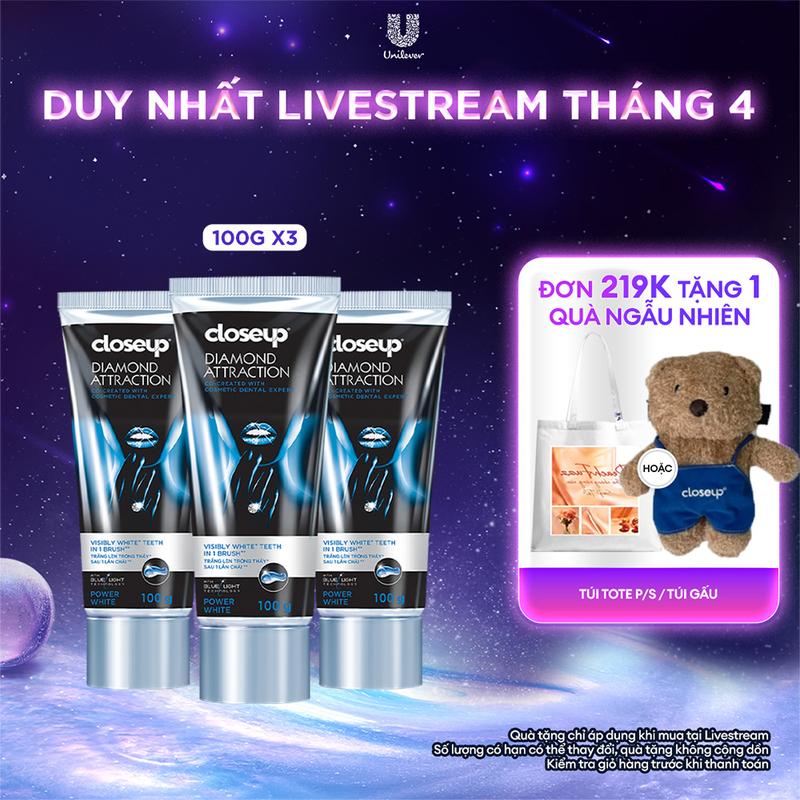Combo 3 Kem Đánh Răng Dạng Gel Hỗ Trợ Trắng Răng CLOSEUP Diamond Attraction 100g/tuýp [1]