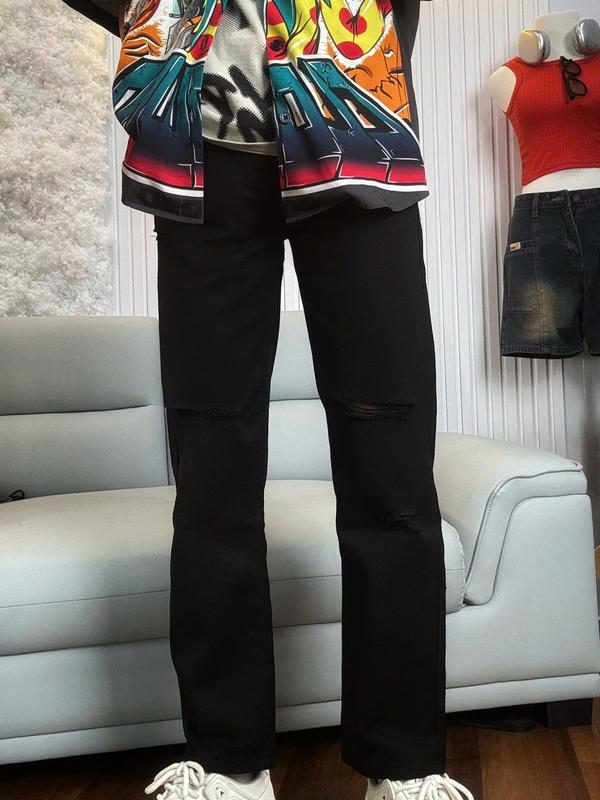 Quần jean suông nam rách gối màu đen cá tính Menswear Pants Baggy jeans  suong nam 5