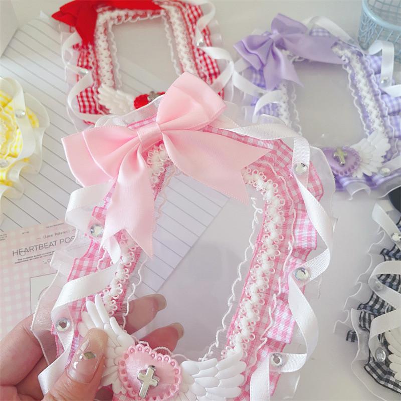 Chủ thẻ Nơ ren Đôi cánh thiên thần, 3 inch / 2R, Vỏ bảo vệ thẻ ảnh Thần tượng Kpop tự làm, Quà tặng thủ công 6