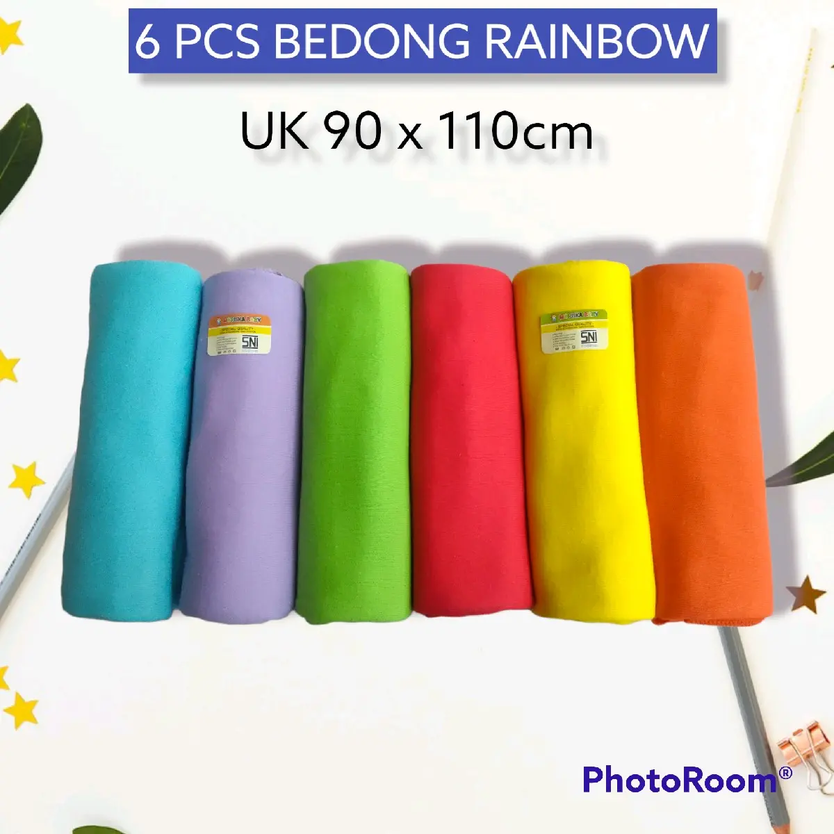 6 PCS BEDONG SERI RAINBOW UK 90x110CM SNI MORISKA Alas Bayi Tidur