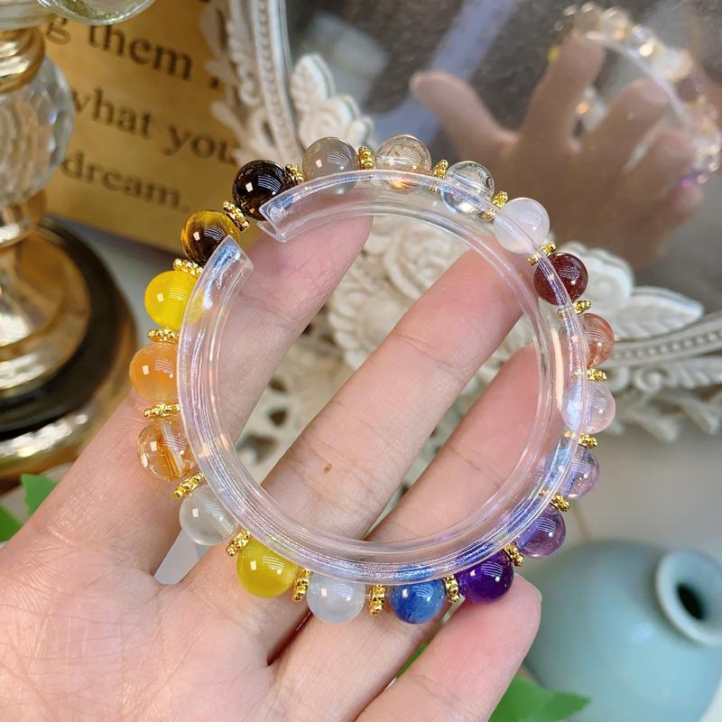 Product Introduction of Natural Crystal Bracelet Black Gold Super Yellow Tiger Eye Stone Bracelet Aquamarine Fashionable Lady's Wristlet 2