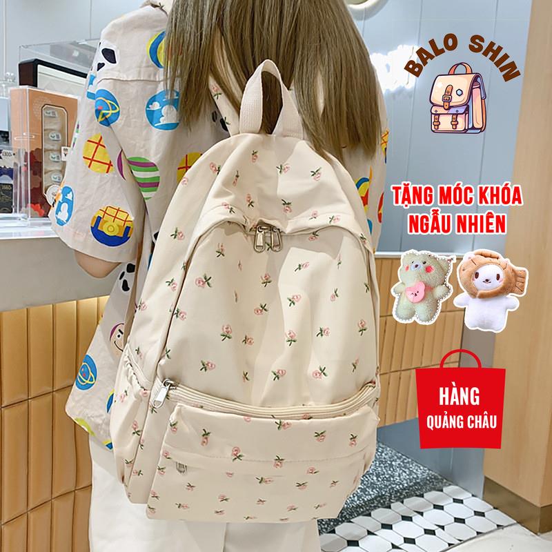 (Tặng móc khóa) Balo hoa nhí, balo triệu lộ tư, balo đi học nữ họa tiết đơn giản hoa nhí, balo học sinh phong cách đơn giản dễ phối đồ Đeo Vai BZ005 Backpack Da