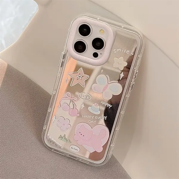 Ốp lưng gương họa tiết smile happy kèm pop mèo dành cho điện thoại 0