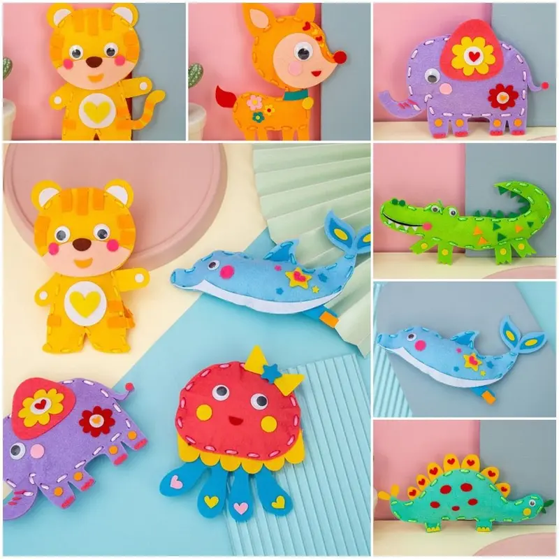 Bộ Thủ Công May Tự Làm, Chủ Đề Động Vật Giáo Dục, Búp Bê Không Dệt Động Vật Khủng Long May, Thích Hợp Cho Trẻ Mầm Non, Bộ May, Đồ Chơi Thủ Công Tự Làm Diy 1