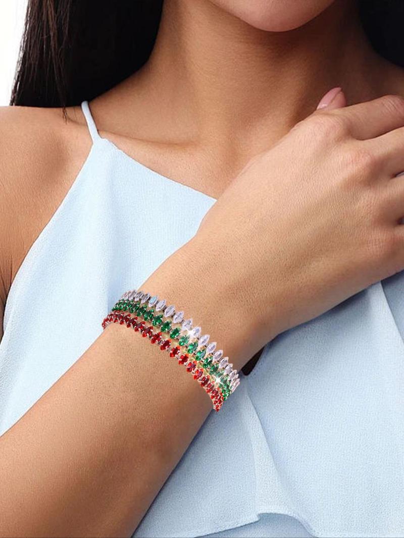 Product Introduction of Colorful Zircon Decorated Bracelet, Fashionable Jewelry for Women & Girls, Trendy All-match & Exquisite Jewelry for Birthday Gift 5