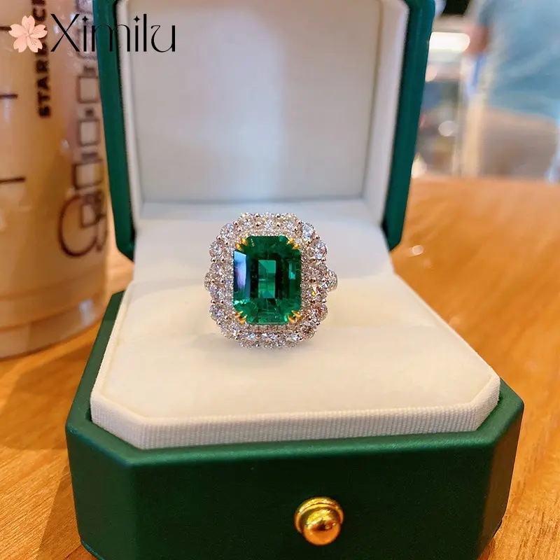 XIMILU Original Princess Square Open Ring Girls Jewelry Ring for Women Korean Accessories Fashion Ring for Men Vintage Cute Couple Rings Bohemian Valentines Gift for Girlfriend