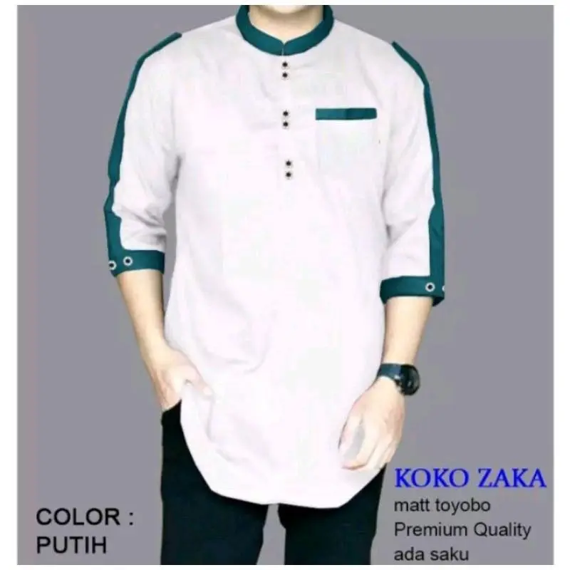 Baju  Koko Kurta Zaka Lengan 3/4 Bahan Katun Adem Nyaman Atasan Koko Qurta Pria Dewasa 1