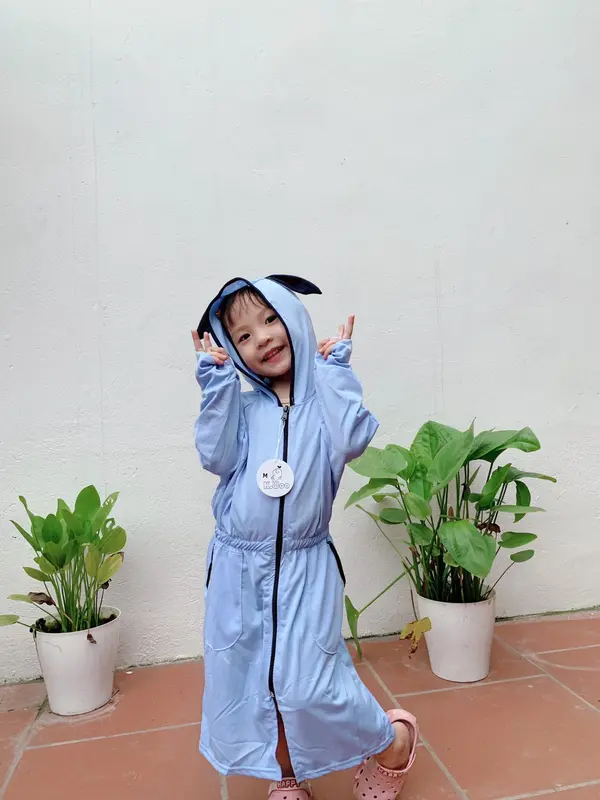 [9-32kg] Áo chống nắng toàn thân, tặng kèm khaaur trang,có tai thỏ siêu yêu cho bé, chất liệu Aircool thông hơi, thoáng mát, mềm mịn, co dãn 4 chiều . Sport Trang Phục Kids 7