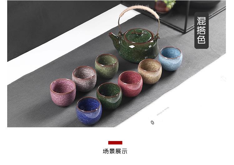 Product Introduction of Made in China Dehua Boutique Cooling Cup Little Dragon Egg Colorful Ceramic Tea Set Boccaro Cup Crackle Glaze Water Cup Kung Fu Tea Cup Beer Mug Set 11