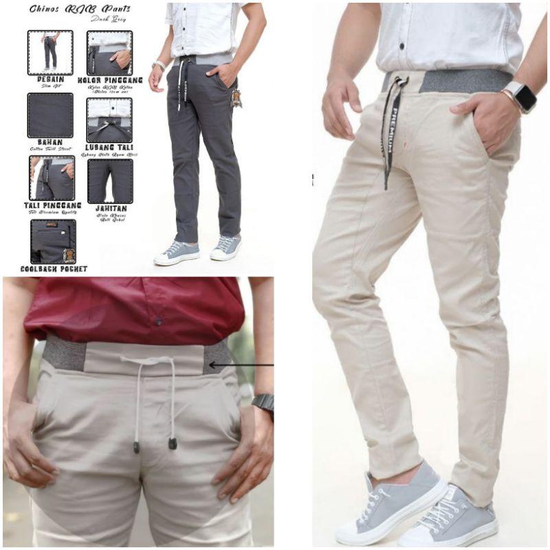 Celana Chino Panjang Pria Big Size Jumbo 27-38 Bahan Melar Adem Dewasa Katun Twill - CNR 2