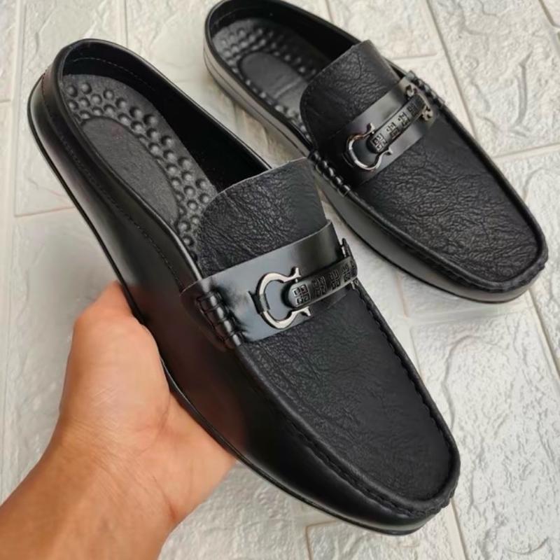 Giày sục da nam đế mềm có hạt matxa cực êm chân,giày hở gót,giày dự tiệc  Shoes Cao Su S1 DéP 1
