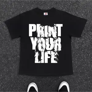 BOOMBAP American retro Style T-shirt Oversize PRINT YOUR LIFE| Kaos Wanita Hitam | Kaos pria dan wanita | Street Style 100%Cotton top Crew-neck fashion unisex T-shirt Menswear Top