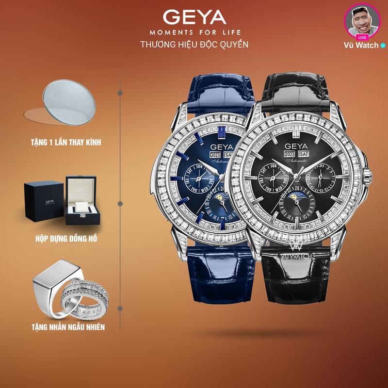 Đồng hồ cơ nam GEYA G78163 [5153] | Tặng 1 chiếc nhẫn ngẫu nhiên, hộp đựng & 1 lần thay kính miễn phí