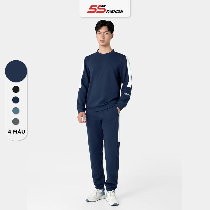 [Bán chạy] Bộ Quần Áo Nỉ Nam Chất Cotton 5S FASHION, Thiết Kế Can Phối, In Chữ Khỏe Khoắn, Thể Thao, Năng Động (BNI24018)