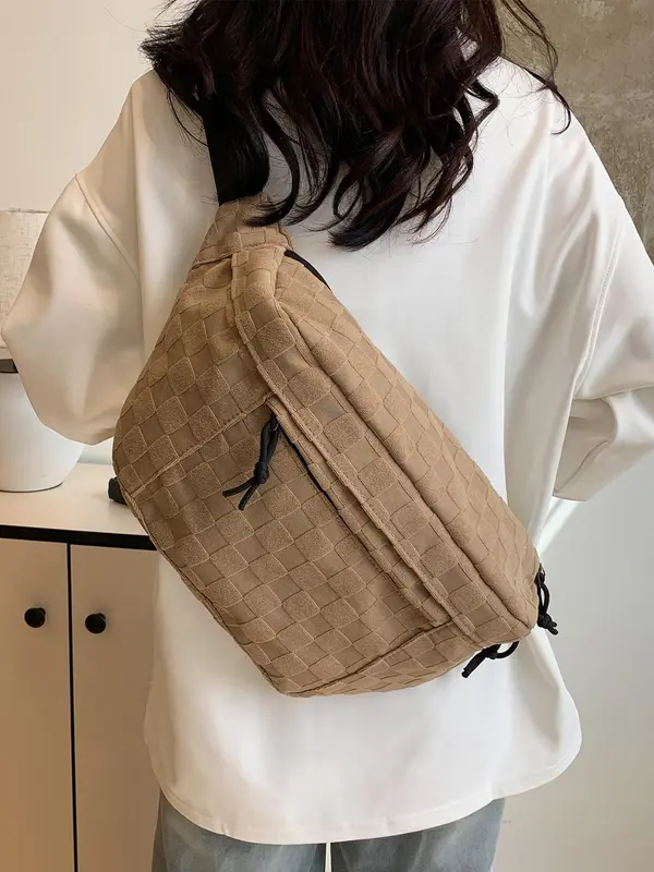Women's 2025 Summer Fashionable Plaid Pattern Zipper Belt Bag for Gift, Plain Large Capacity Summer Casual Commuter Versatile Fanny Packs, Simple All-match Bum Bag for Travel Back To School Essentials, Fall Outfits, Fall Freshness Fall 6