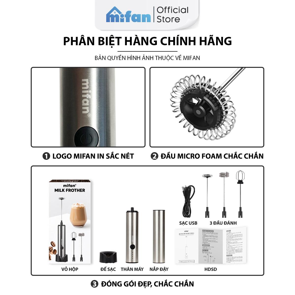 Máy Đánh Bọt Cà Phê Microfoam Mifan MF1501G - 3 Đầu Đa Năng, Thép không gỉ, Đế sạc USB tiện lợi - Hàng Chính Hãng Máy Đánh Bọt Cà Phê Microfoam Mifan MF1501G - 3 Đầu Đa Năng, Thép không gỉ, Đế sạc USB tiện lợi - Hàng Chính Hãng