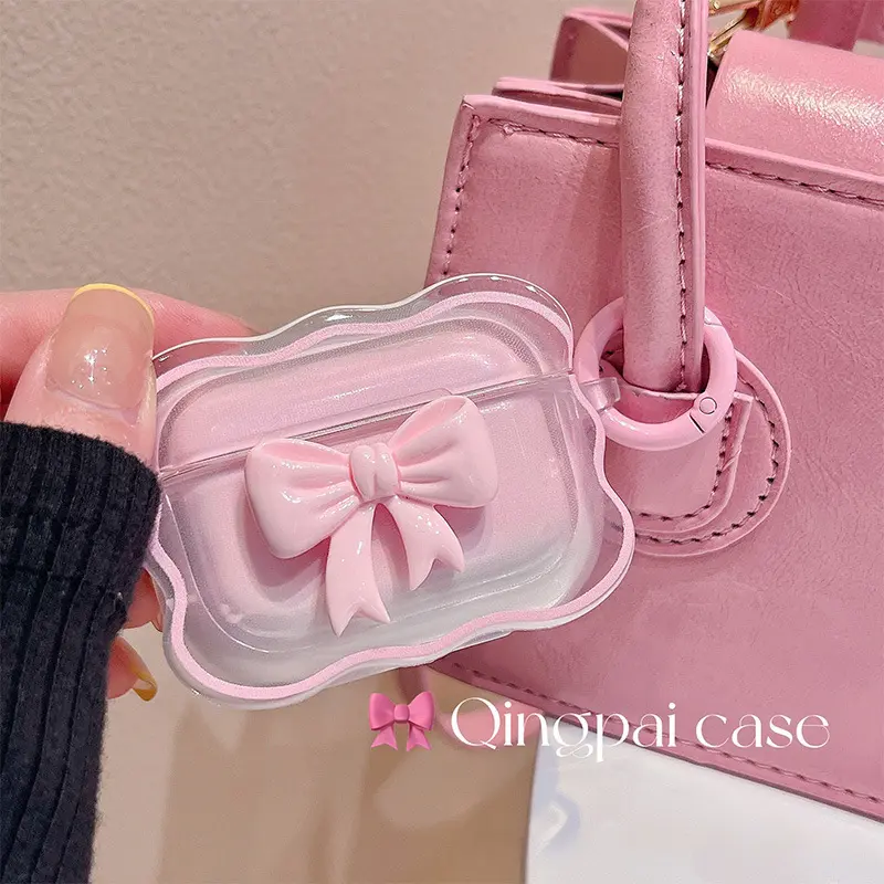 The new 2024 Girl Pink Bow stereo applies to AirPods case AirPodsPro Apple Airpodspro