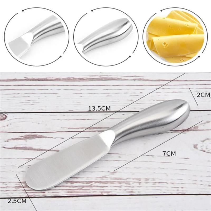 Product Introduction of Stainless Steel Butter Cutter Cheese Jam Spreaders Wipe Cream Cutter Utensil Multifunction Butter BreadKnife Kitchen Gadget Smooth Round 21