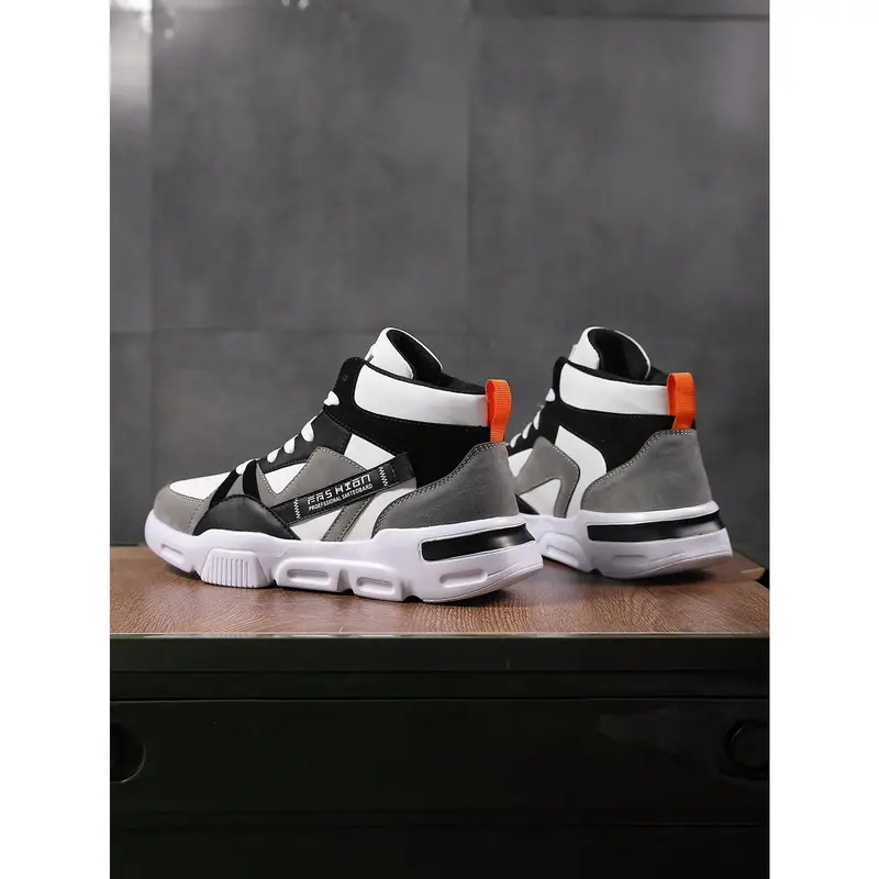 New Fashion Men Casual Shoes Lace-Up Splicing Letter Design Outdoor High-Top Sneakers, Shoes For Men 8