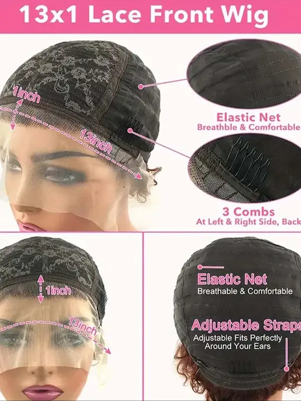 6 Inch Short Wavy Afro Wig for Women, Gorgeous Fluffy Human Curly Wig with Blunt Bangs, Human Hair Wigs for Party, Daily Use 8