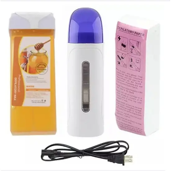 Máy wax lông kèm sáp và 100 tờ giấy nhám Depilatory Heater - may sap Kem Kem Waxing Nữ Women Cạo Râu