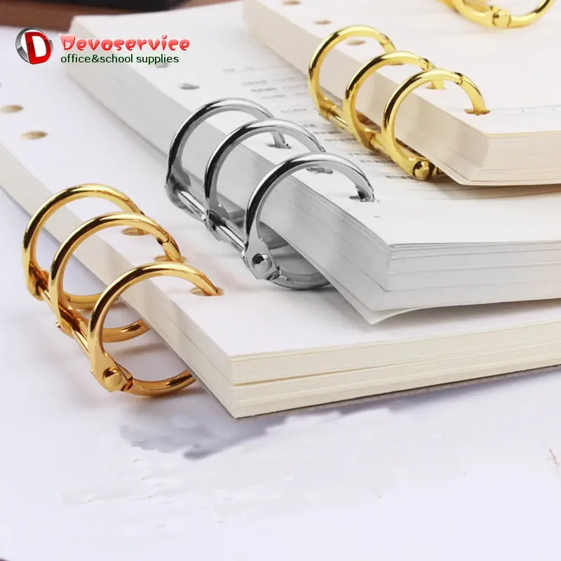 2Pcs/Lot    Plated Loose Leaf Book   Hinged Ring c18 Rings Nickel Desk Calendar Circle 3 rings For Card Key Photo Metal Bookmark