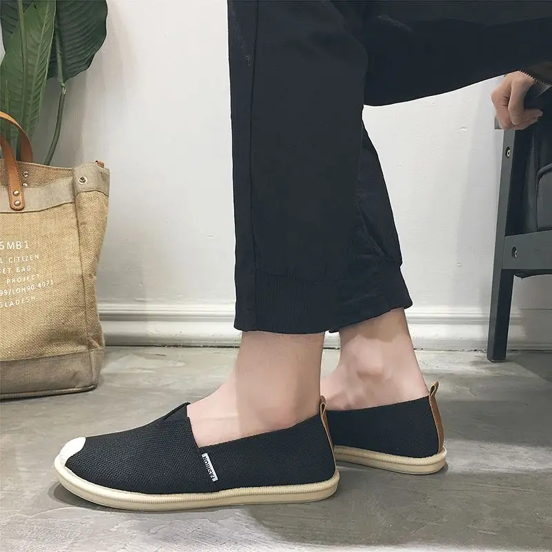 Giày Lười Nam, Phong Cách Cổ Bắc Kinh, Đế Mềm, Vải Lanh Thoáng Khí, Giày Vải Ngư Dân, Giày Hợp Xu hướng Thường Ngày Lười Biếng, Thích Hợp Cho Mùa Xuân 3