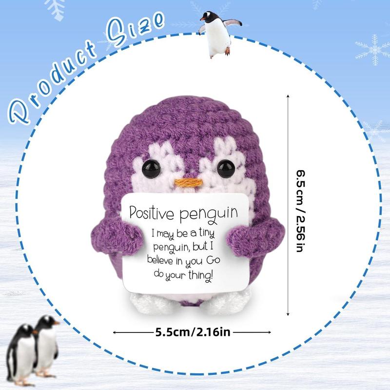 Cute Penguin Design Crochet Ornament, Knitted Penguin Toy with Emotional Support Card, Creative Cute Crochet Ornament for Car Decoration, Bag Pendant, Gift for Her, Girl's Gift, Gift for Mom, Mother's Day Gift, Stuffed Animal, Kids Toys 8