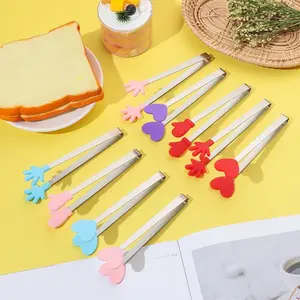 Penjepit Bento BBQ Makanan Karakter Tangan Tong Penjepit Kecil Serbaguna Motif Tangan / Capitan Makanan Bento Kue Bahan Stainless Ujung Penjepit SILIKON Stainless