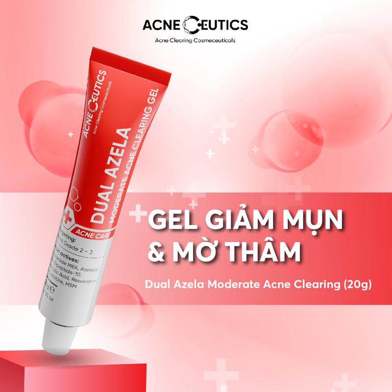 ACNECEUTICS Gel Mụn Dual Azela Moderate Acne Clearing Hỗ Trợ Làm Giảm Mụn, Giảm Thâm Đen, Thâm đỏ ( 20Gram)