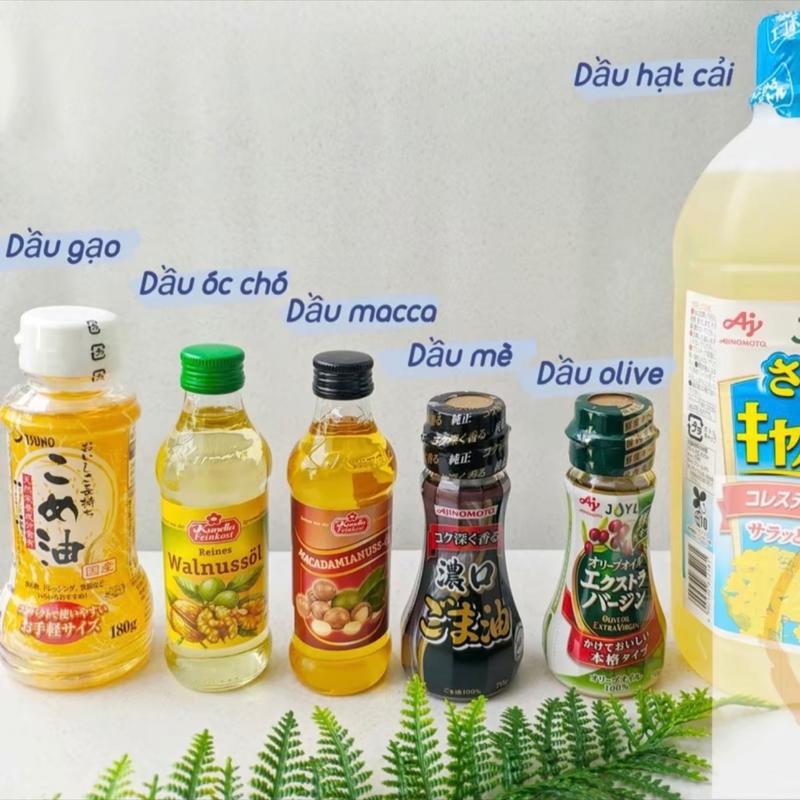 Dầu ăn dặm cho bé ăn dặm từ 6m+ ( dầu hoa cải, dầu óc chó, dầu oliu, dầu mè )