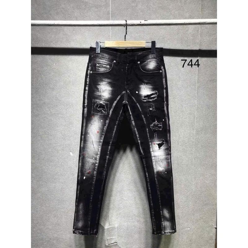 Q744 Quần jean nam đen wash 2 đáy rách xước,loang màu chất bò co giãn tốt mẫu mới phong cách trẻ trung năng động hottrend boy phố