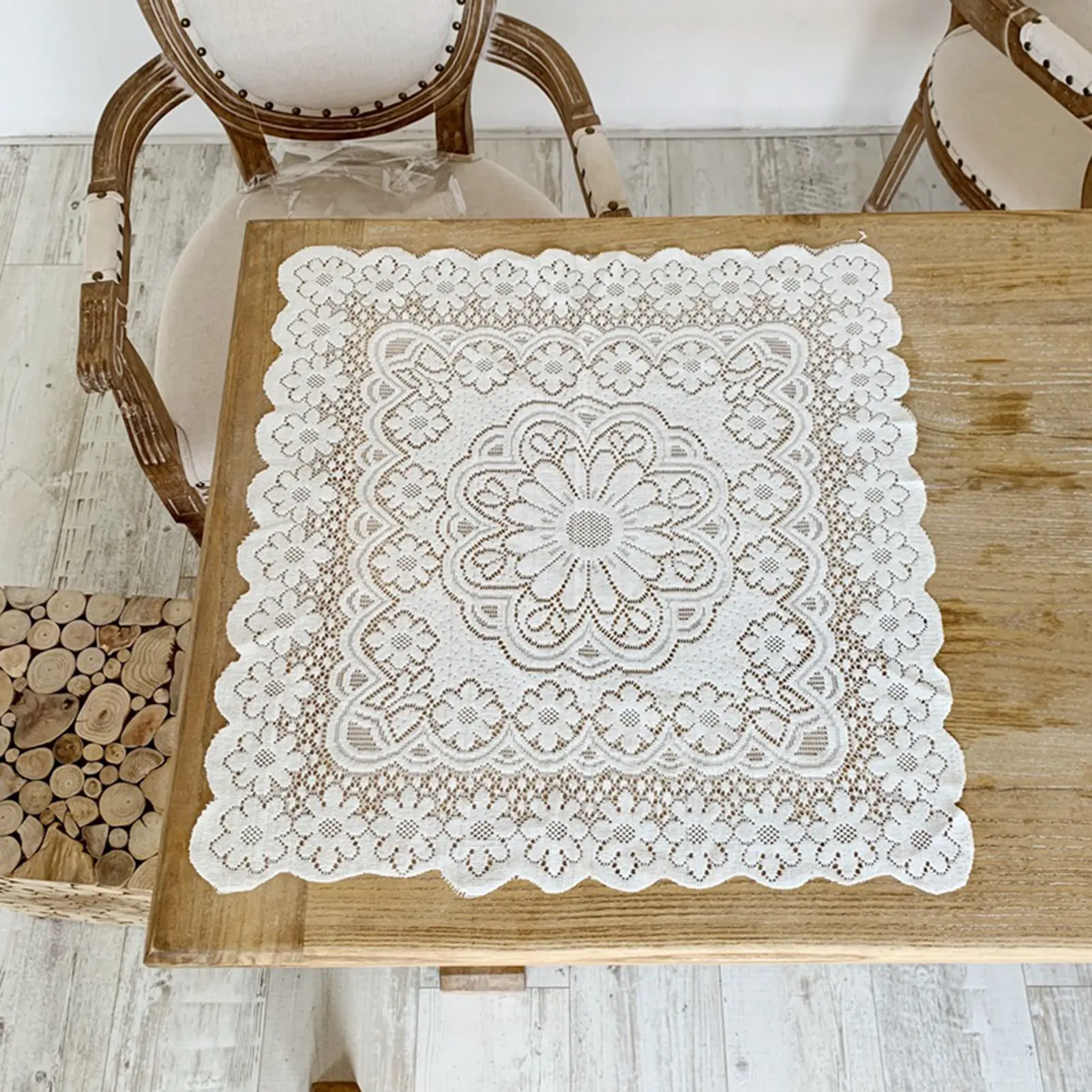 Table Cloth Retro Lace Embroidery Rectangular Hollow Design Decorative Tablecloth Cover for Dining Room