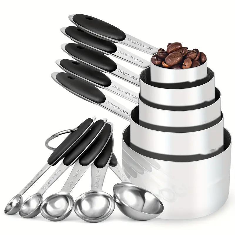 Product Introduction of Stainless Steel Measuring Cup & Spoon Set, 10pcs/set Including Spoons & Canister, Durable Kitchen Measuring Utensils for Baking & Cooking 2