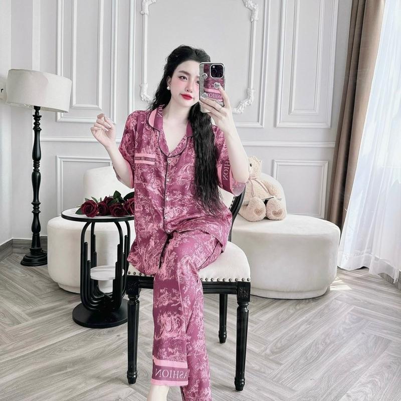 Size(70kg-100kg) Bộ pijama lụa xước in 5D hoa tiết Rừng  Có tay ngắn va tay dai 1