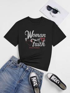 ImprinTee Women's Letter & Heart Print Round Neck Graphic Tee, Vintage Trendy Casual Short Sleeve T-shirt For Daily Wear, Ladies All Seasons Outfit