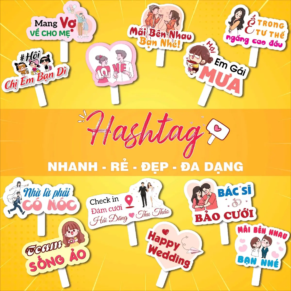 Hashtag Cầm Tay Chụp Ảnh Đám Cưới P1 (Mã 01-96)