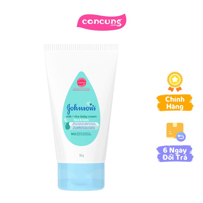 Kem dưỡng da mặt và cơ thể chưá sữa và tinh chất gạo Tuýp Johnson baby 50gr
