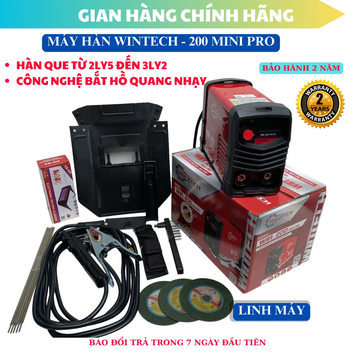 Máy hàn WINTECH 200 mini pro công suất 200A - Tiết kiệm điện năng