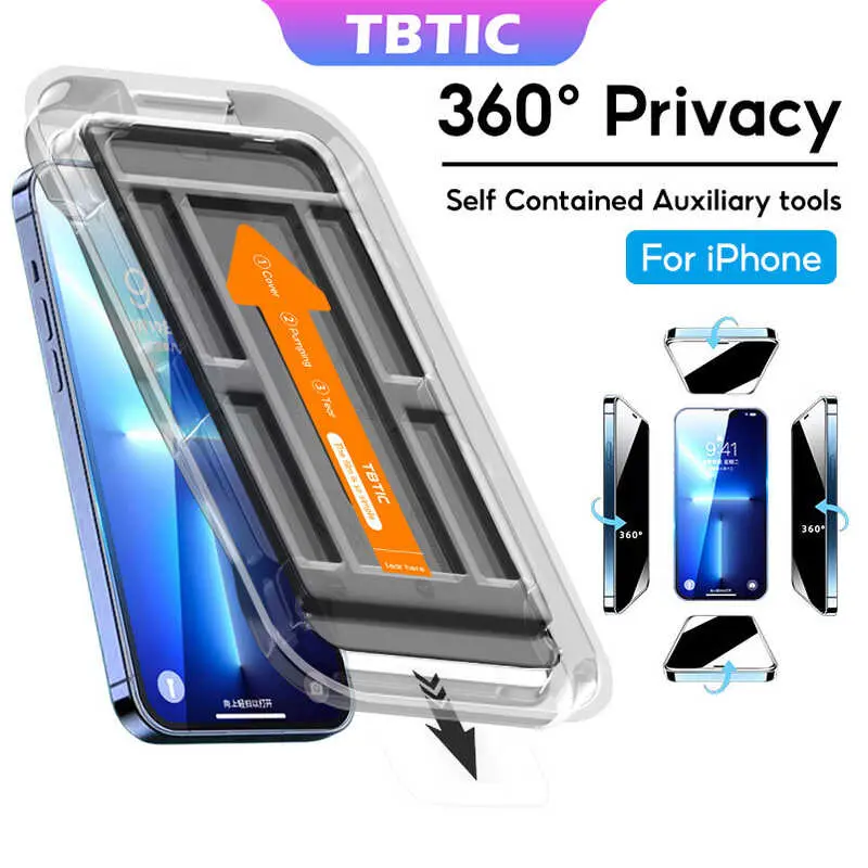 TBTIC 360 Degree Privacy Tempered Protector For iPhone 16 15 14 Plus 13 12 11ProMax XR X XS XSMAX Mobile Phone Anti Spy Protective Screen Film Artifact