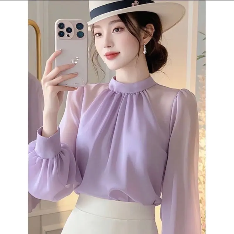Đầu thu xuống  phố  áo  chất  vải tơ mỏng nhẹ  mặc mát 1
