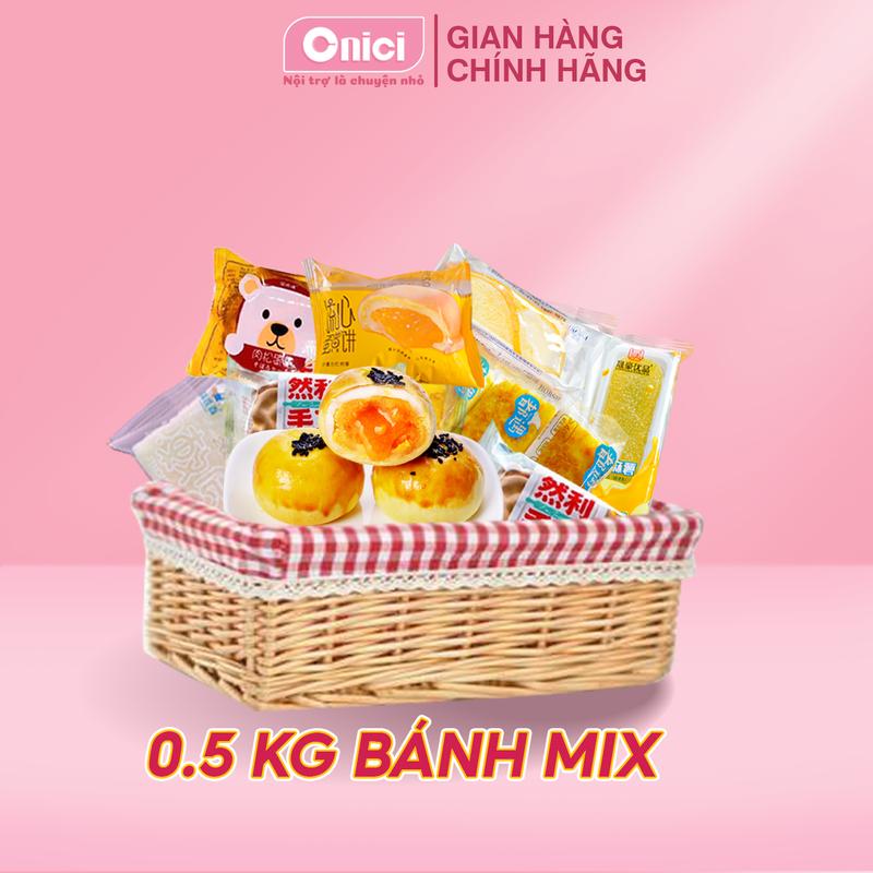Box nữa ký bánh đủ loại, bánh chà bông, bánh ruốc mặn, bánh sữa chua ... từ 8-10 cái - kèm quà tặng