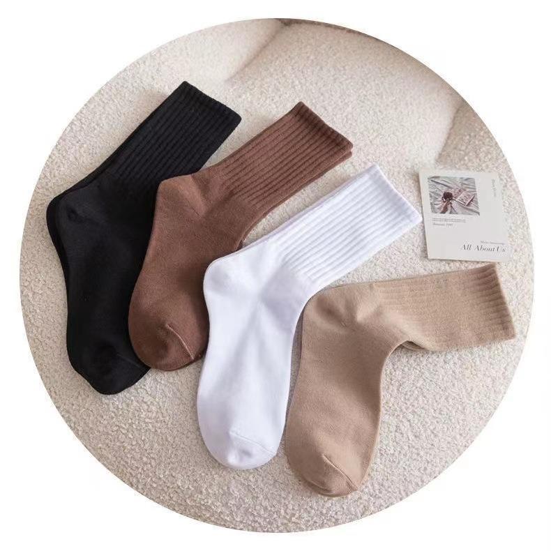 Combo 20 đôi tất vớ nam nữ cổ cao gân dày dặn màu bassic tông nâu Sport Cotton 7