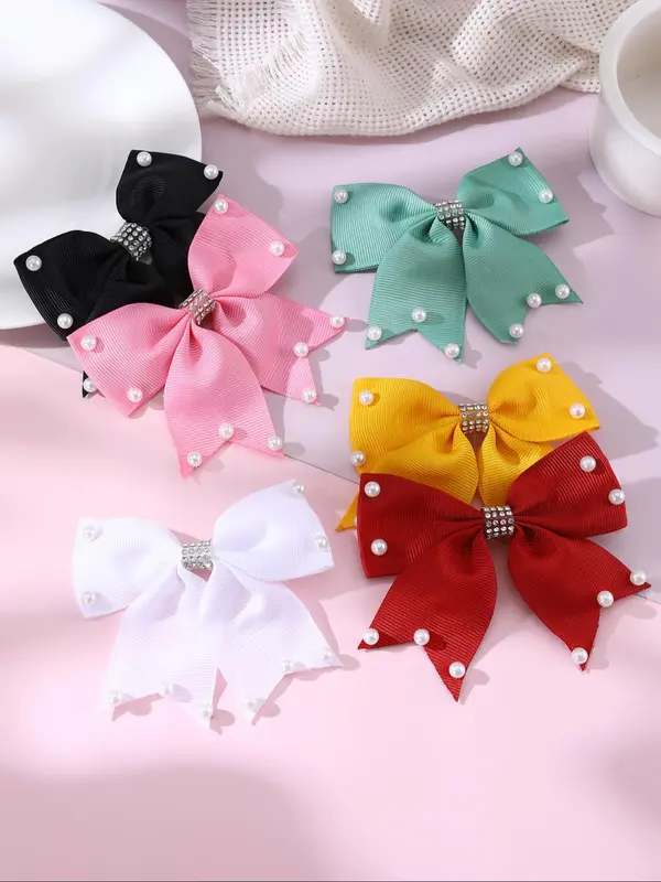 Cute Bowknot Design Hair Clips, Faux Pearl Decor Hair Accessories for Girls, Fashion Hair Accessories for Party, Daily Clothing Decor 2