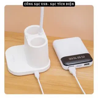 Đèn Học Tĩnh Điện Có Nút Cảm Ứng - Kèm Dây Sạc USB, 3 Màu Có Thể Điều Chỉnh Cấp Độ Ánh Sáng, Xoay 360 độ, Đỡ Điện Thoại Mobile Led 7