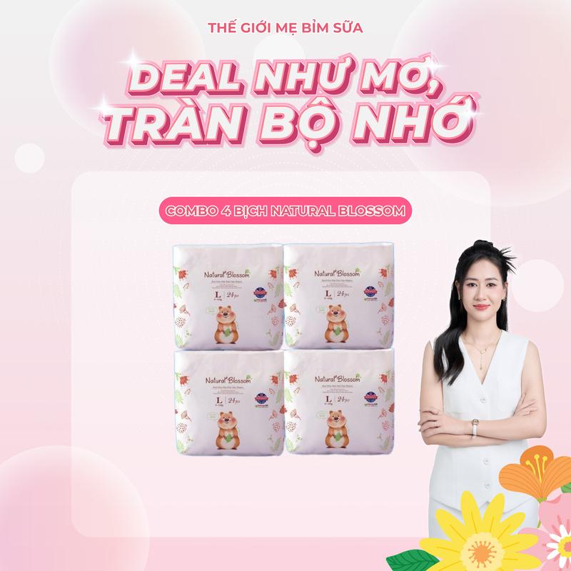 [TGMBS] [KOC] Combo 4 bịch bỉm  [CHÍNH HÃNG] Natural Blossom thuần chay Hàn Quốc dành cho bé da nhạy cảm, lành tính