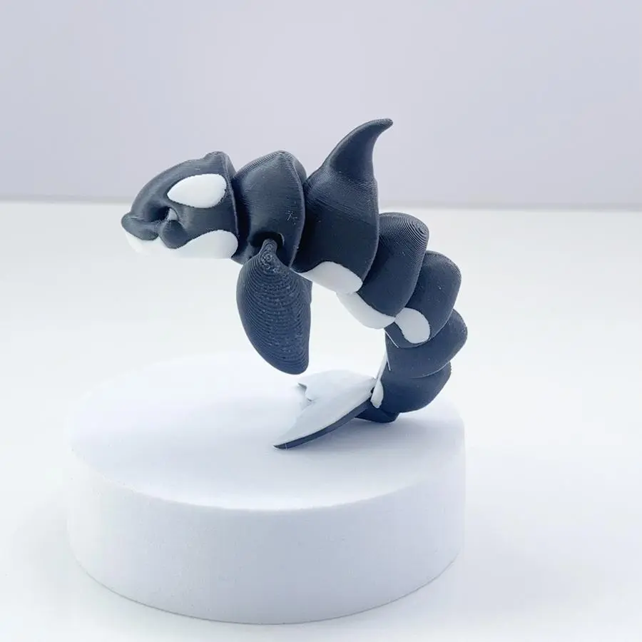 3D Printed Cute Orca Model, 1 Count Creative Desktop Decoration, Movable Joint Animal Statue, Home Decor for Living Room Bedroom Office, Ornaments