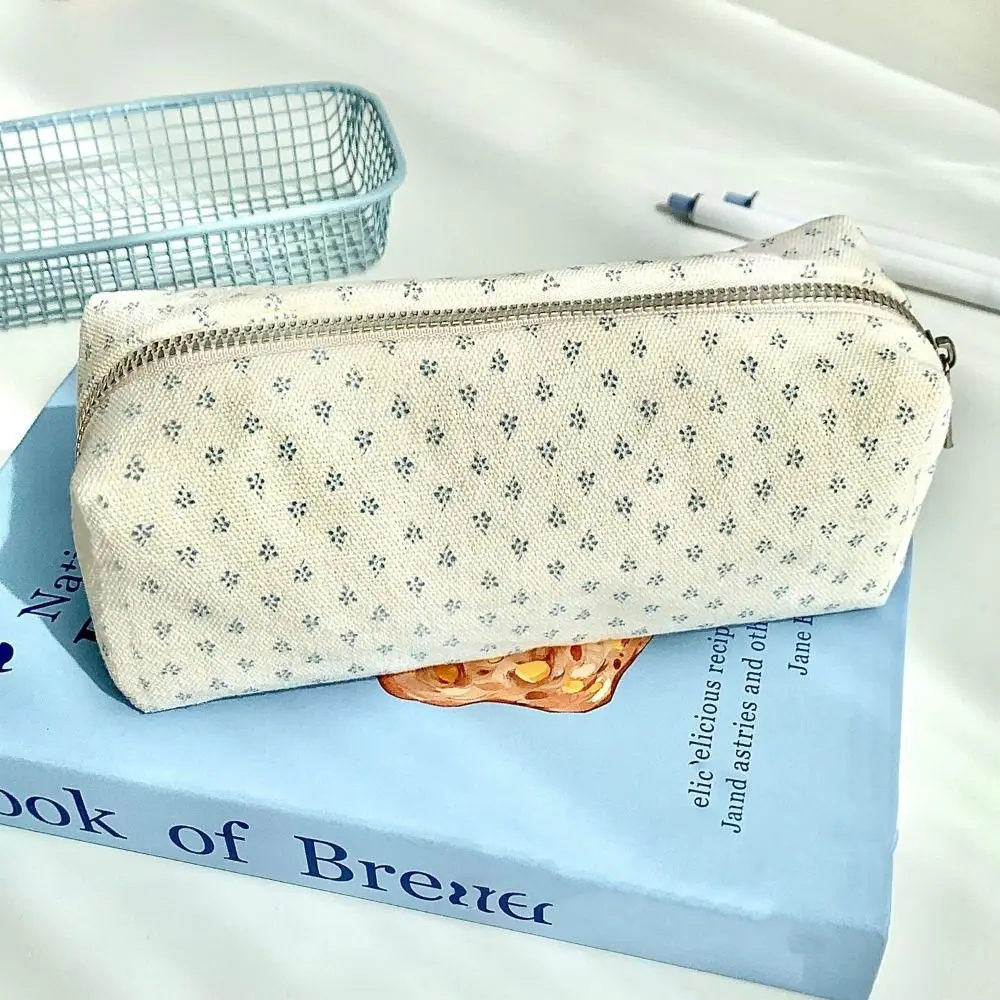 INS Floral Print Pen Bag Large Capacity Multifunctional Stationery Bag Stationery Organizer Gift