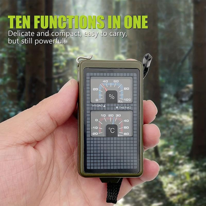 Compass Leveler 10 in 1 Multifunctional Outdoor Survival Military Camping Hiking ...