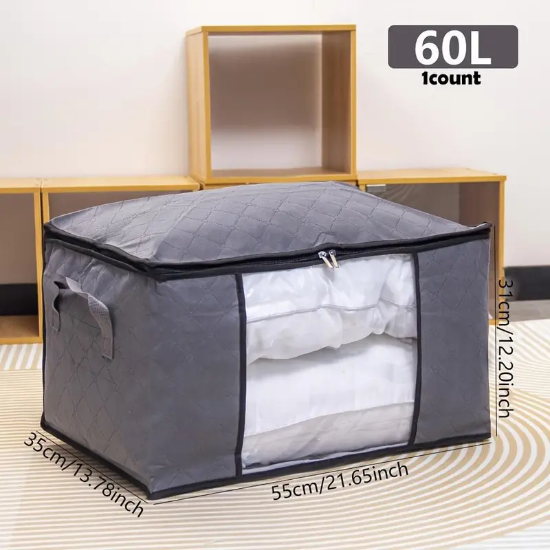 Large Capacity Clothes Storage Bag, Foldable Storage Organizer with Handle & Zipper, Summer Gift, Home Containers for Bedding, Blankets, Comforters, Storage for Bedroom, House Accessories, Mens Gifts, Valentine's Day Gift, Travel Accessories 5
